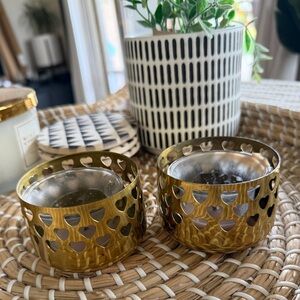 Two vintage Partylite brass candleholders “hearts”